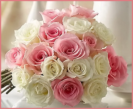 Blooms for Cinzia - white, roses, arrangement, pink, flowers