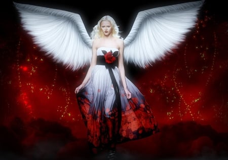 Fashion Angel - red, dress, angel, fashion