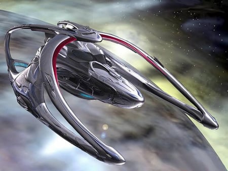 Andromeda ship - stars series, space ship, planet, sifi