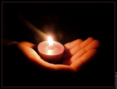 Light is in your hand - fire, candle, hand, light