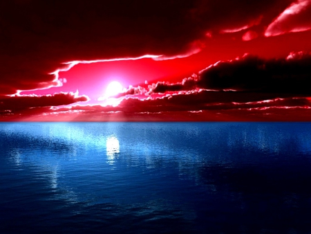 RED and BLUE - nature, 2012, blue, red, lake, color, mountains, blackout0005