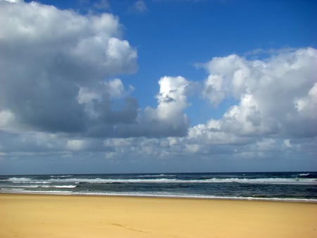 Small Waves - sky, clouds, beach, ocean, nature