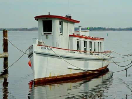 The Delaware - lake, ocean, tug, antique, wood, ship, vintage, classic, delaware, tugboat, sea, boat