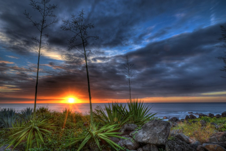 Calm - rays, calm, sky, sun, blue