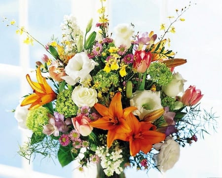 joyful spring bouquet - flowers, nature, joyful, spring, colourful, bouquet