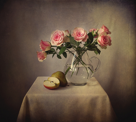 Roses - interior, flowers, still life, roses