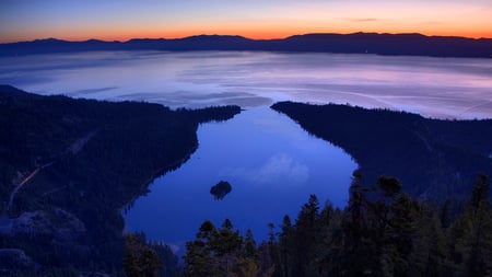 cove in the lake - lake, cove, dusk, forest