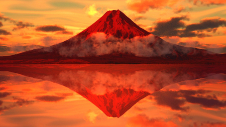 red cloudy mountain - wp, mountain, cloud, red