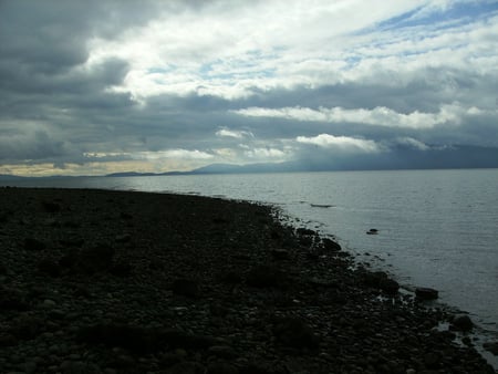 Gray Skies and Rocky Beach - depressing, beach, gray sky, dark, pacific northwest, rocky, washington