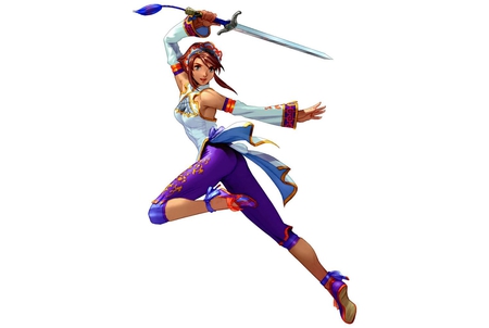 Xianghua - soul calibur, anime, female, white background, sword, weapons, brown hair, cute, games, video games, xianghua