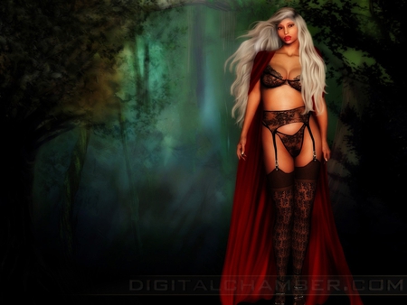 Black Widow - black, women, fantasy, forest