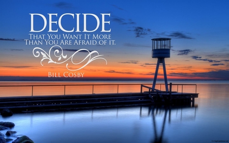 DECIDE - ocean, inspirational, sunset, blue