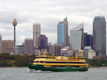 Sydney Skyline mit F�hre - oras, vas, apa, arhitectura