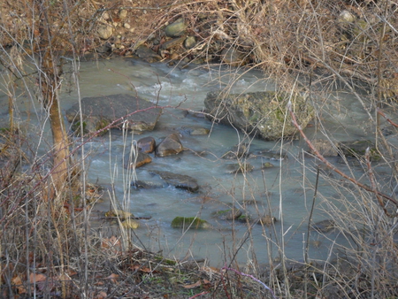 The Flow - fall, water, winter, stream, rocks, brush