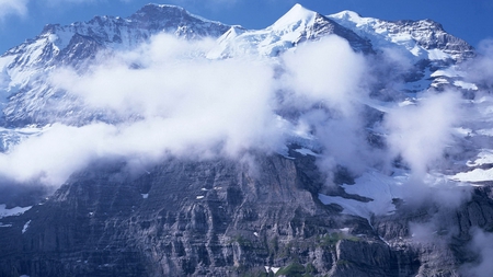 great mountains - mountains, tall, snow, clouds