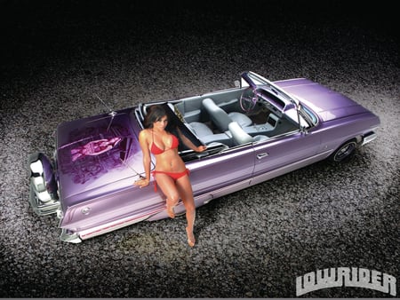 1963 Chevrolet Impala Convertible - bikini, model, classic, bowtie, sexy, gm