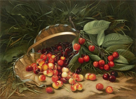 Art - cherries, art, abstract, fruit