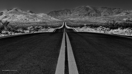 monochrome black top - monochrome, straight, mountain, road