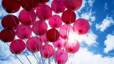 Need a lift - pink, photography, balloon, sky