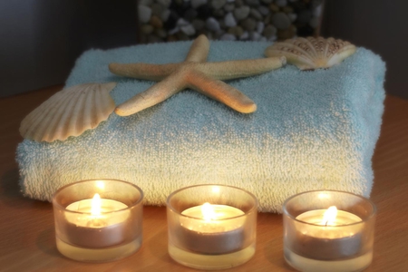 Relaxation - relaxation, spa, seashells, fashion, entertainment, towel, starfish, candles light, atmosphere