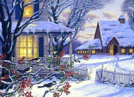 By Randy van Beek - house, winter, painting, snow, randy van beek, art