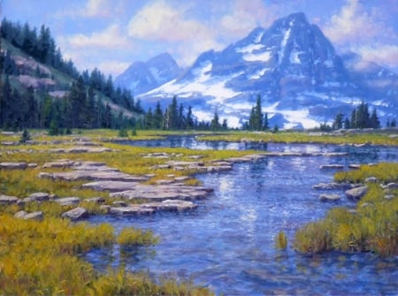 By Randy Van Beek * Spring Thaw - oil, painting, art, mountain, river, randy van beek