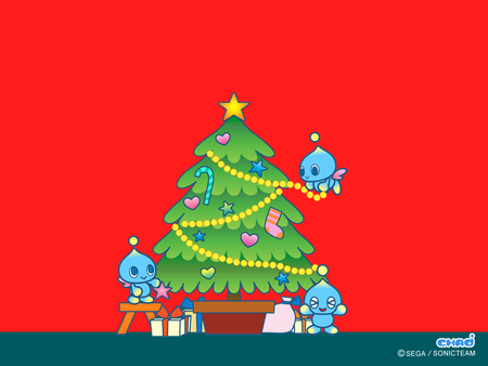 Chao - chao, christmas tree, star, video games, popcorn tinsel, sonic