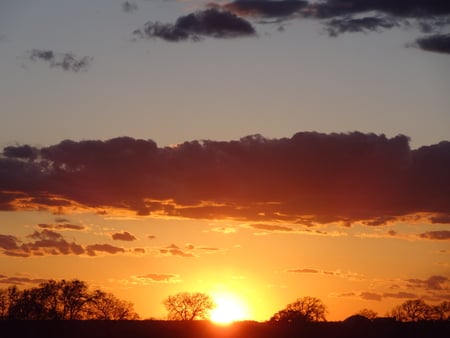 Sunset - clouds, setting sun, sun, sky