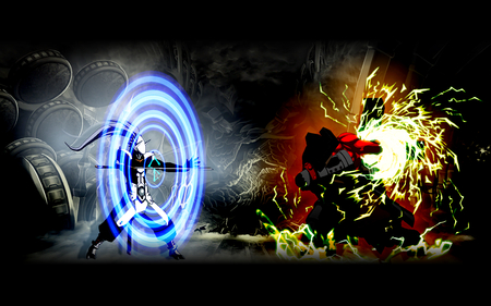 anime - war, dark, hakumen, anime, weapon, blazblue, tager, iron