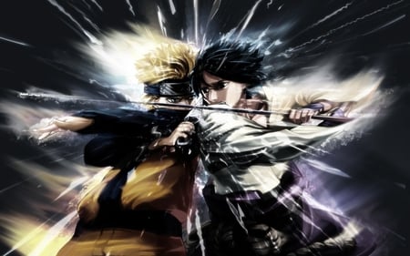 aniem - naruto, war, anime, sasuke, friends, sword, weapons