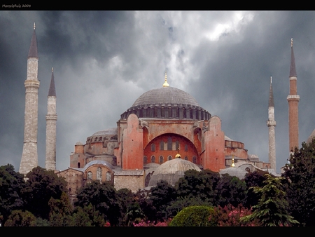 Storm over Hagia Sofia,turkey - storm, istanbul, turkey, hagiasofia