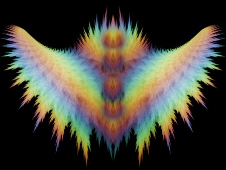 Rainbow Feathers - feathers, rainbow, fractal, wings