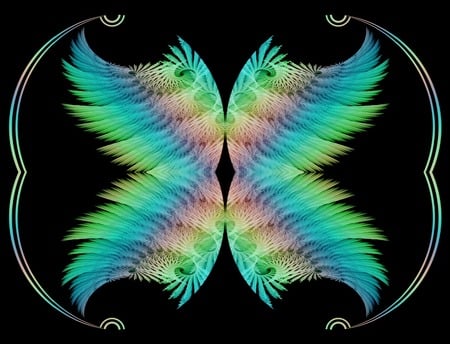 Earned my wings - fractal, rainbow, butterfly, feathers, colorful