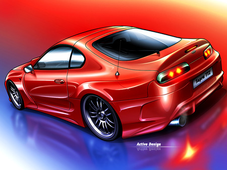 Toyota Supra ACT - car, blue, red, toyota supra act