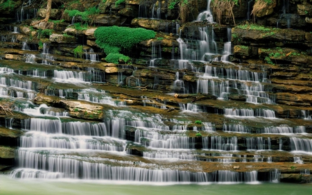 great falls - vegetation, waterfall, steps, rocks