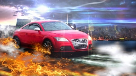 AUDI - fast, audi, fire, car