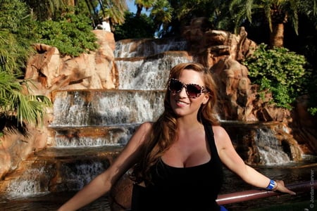 Jordan-Carver - sexy, vegas, sunglasses, waterfall, model