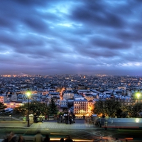 paris at dusk from bus stop hdr