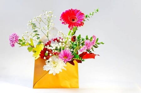 Colorful letter - letter, beauty, spring, colors, lovely, flowers, envelope, colorful, message, gift, beautiful day