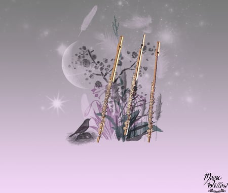 The Flute 3 - flower, flute, fantasy, music