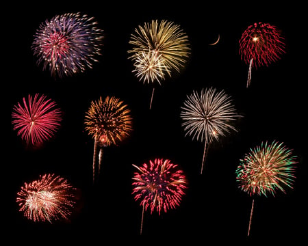 fire works - works, dark, fire, sky