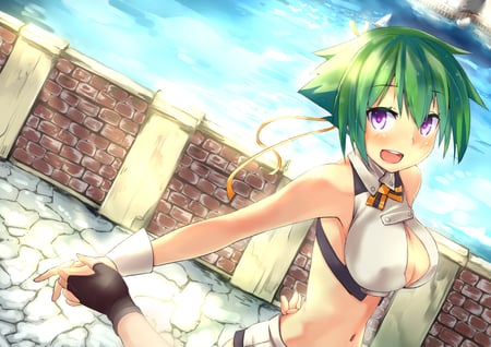 Zessica Wong - zessica, sexy, aquarion evol, short hair, cute, green hair