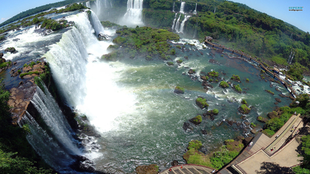 iguazu falls - fish eye, view points, waterfalls, people