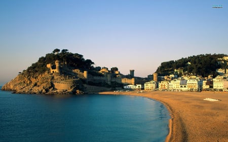 spanish fortress on the beach - hill, fortress, town, beach