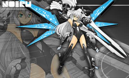 Black Heart - girl, anime, sword, black heart, mecha, character