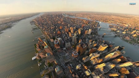 manahattan from the top - skyscrapers, nyc, rivers, island