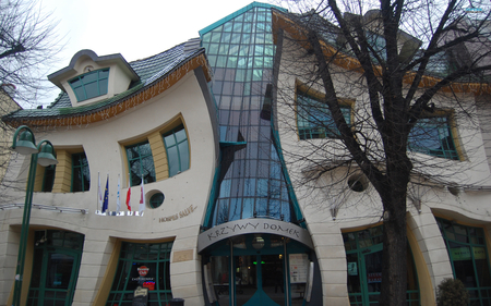 unique architecture in poland - glass front, building, artistic, commercial