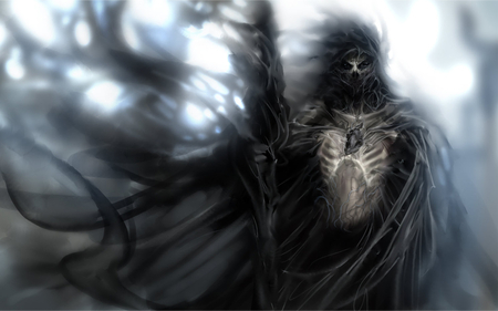 grim - artistic, cg, black, white, reaper, death, dark