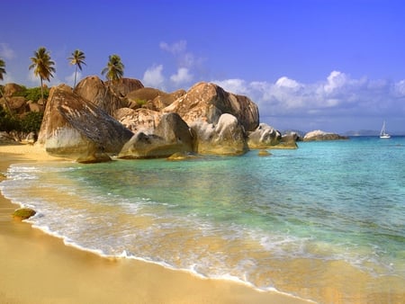 Caribbean Island - sky, clouds, beach, ocean, nature