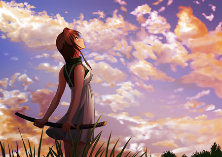 Gread Sky - tomabechi, highres, girl, solo, short hair, original